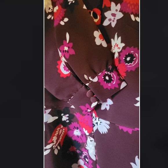 Ann Taylor Burgundy Floral Midi dress Size 8 - Picture 4 of 4